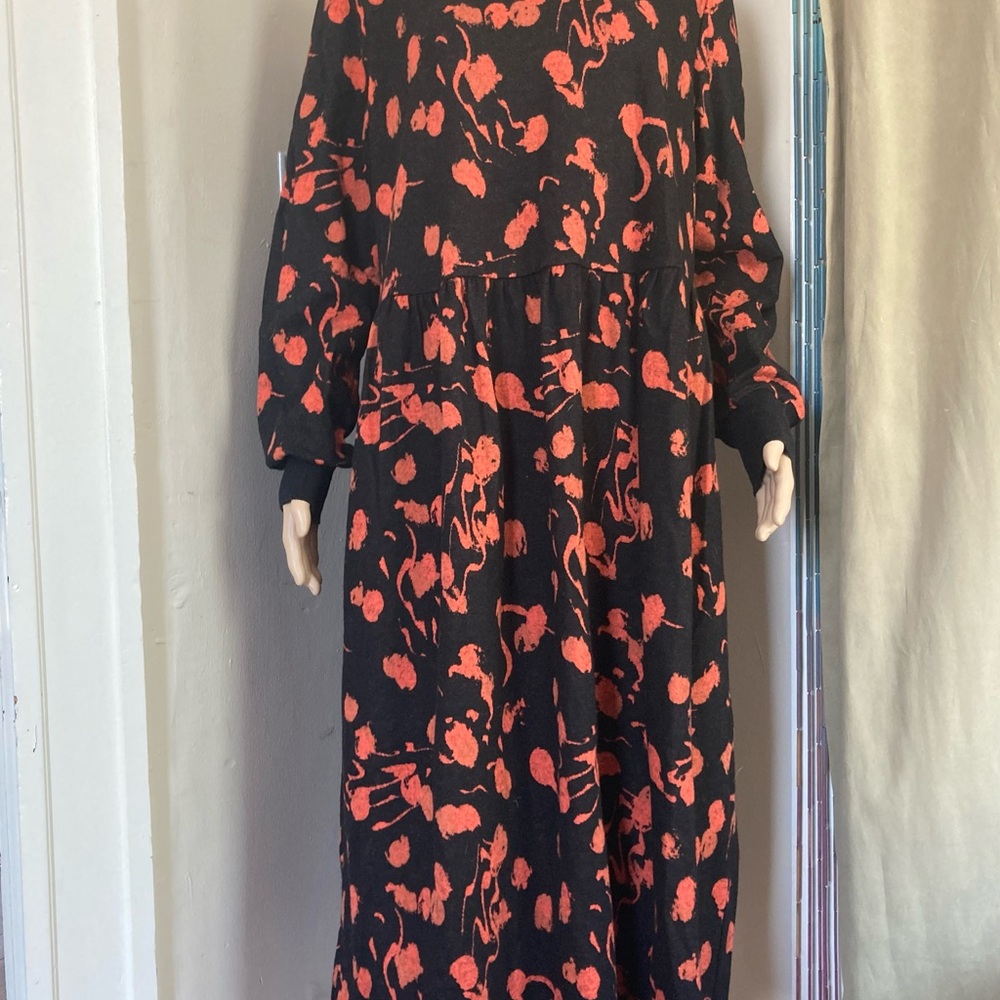 AUM Black and Orange Boho Autumn Dress Size Large